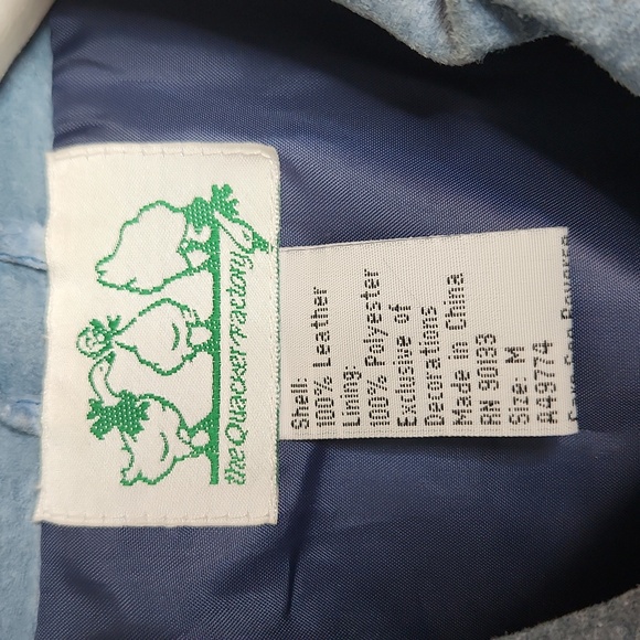 Quaker Factory blue leather embroidered sunflower jacket zipper size medium - Picture 6 of 14